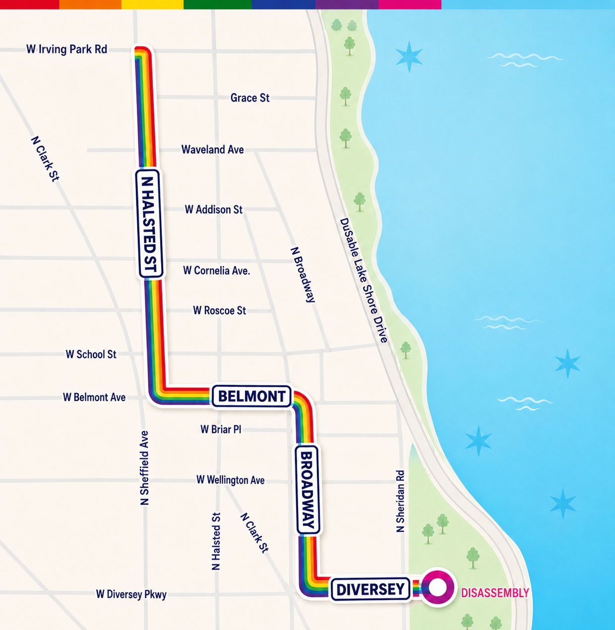 Chicago Pride Parade route map